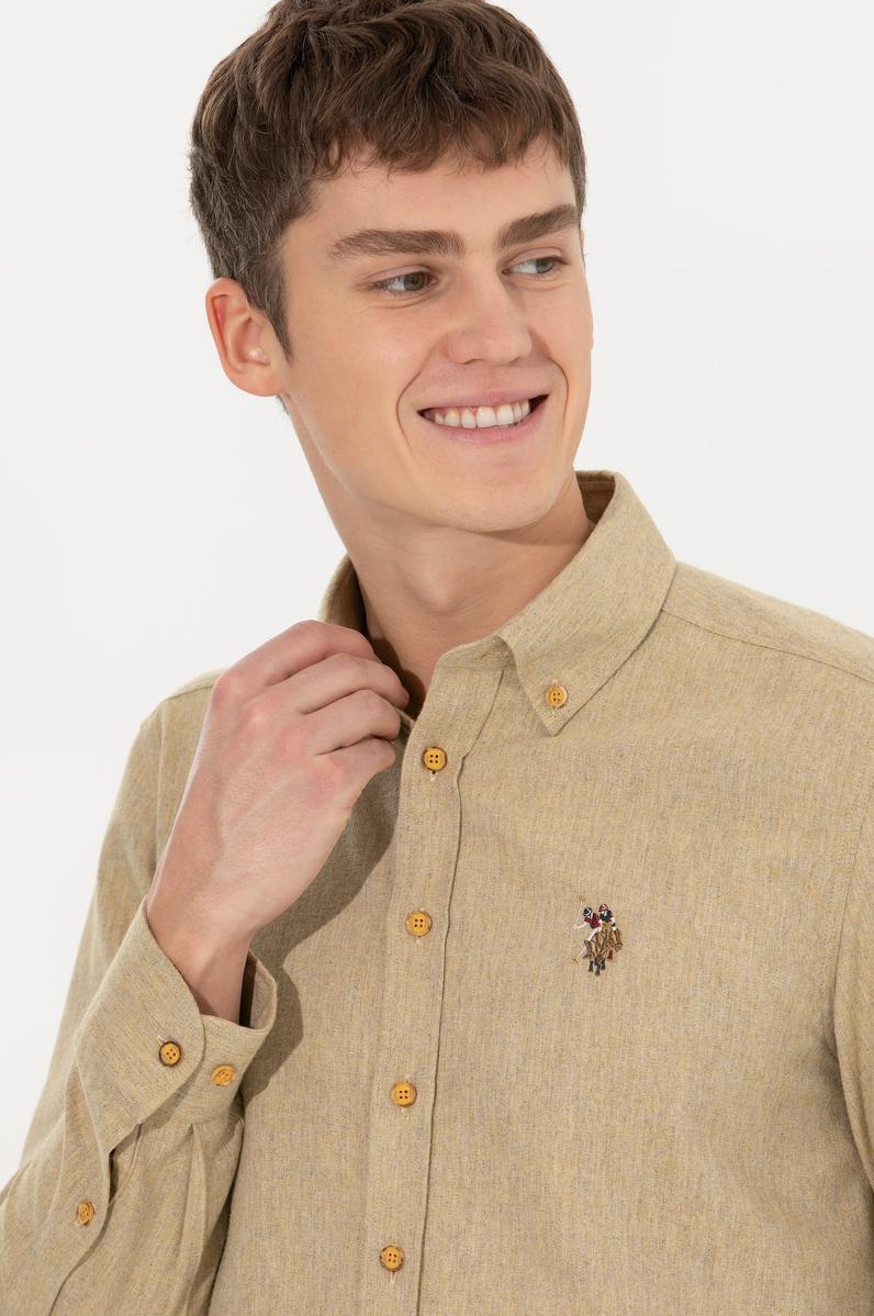 Erkek Safran Uzun Kollu Basic Gömlek