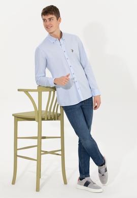 Erkek Açık Mavi Uzun Kollu Basic Gömlek - 50256733011