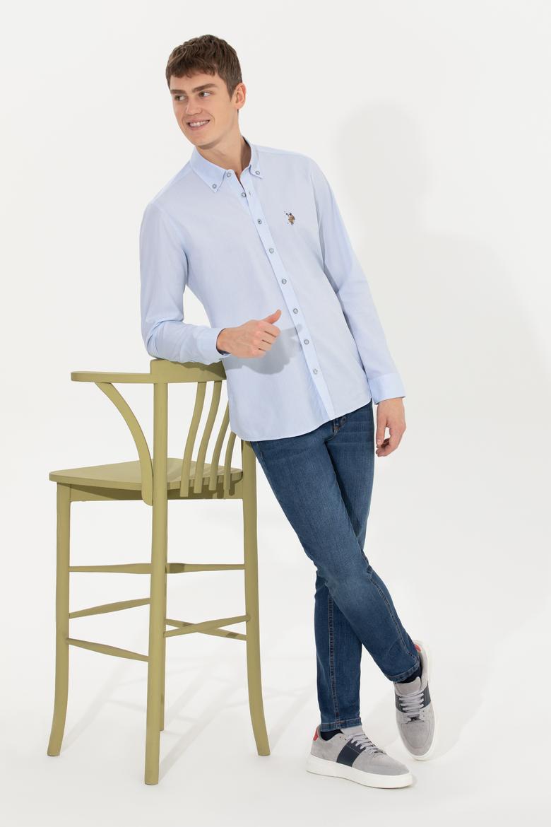 Erkek Açık Mavi Uzun Kollu Basic Gömlek - 50256733011