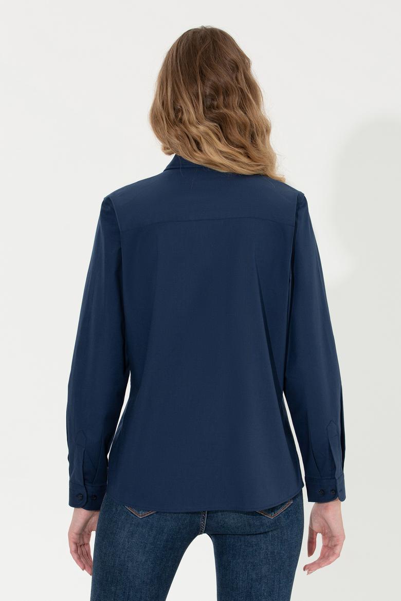 Kadın Lacivert Uzun Kollu Basic Gömlek - 50256716021