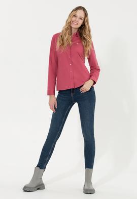Kadın Pembe Uzun Kollu Basic Gömlek - 50256970052