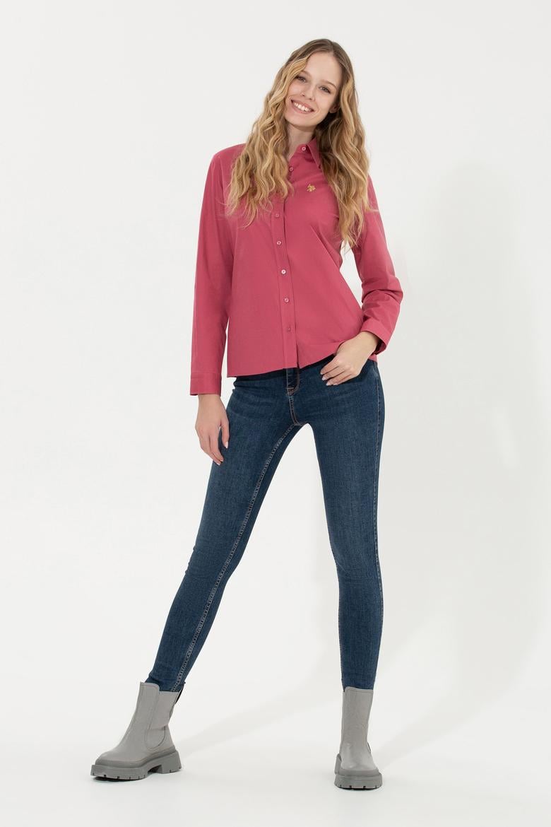 Kadın Pembe Uzun Kollu Basic Gömlek - 50256970052