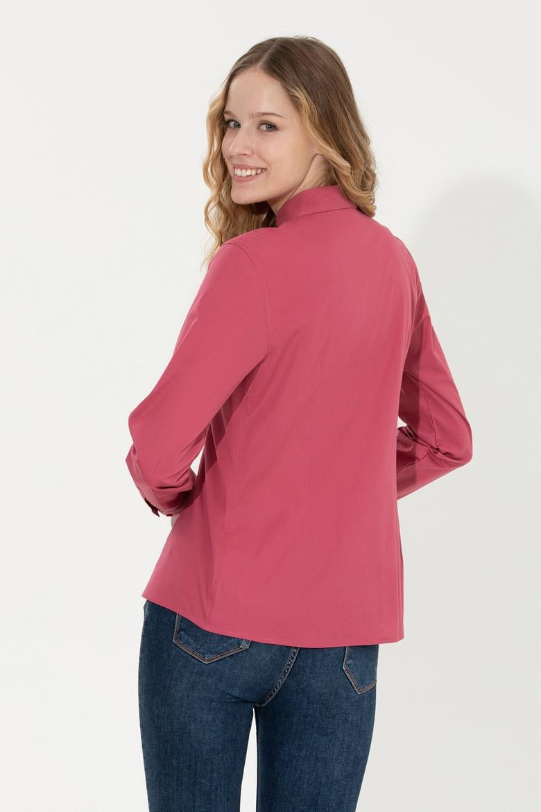 Kadın Pembe Uzun Kollu Basic Gömlek - 50256970052