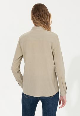 Kadın Haki Uzun Kollu Basic Gömlek - 50246464134