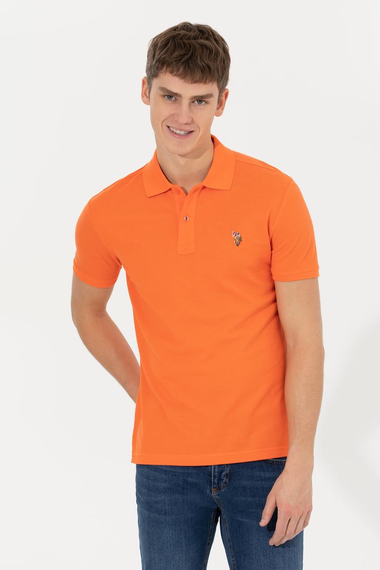 Erkek Turuncu Polo Yaka Basic T-Shirt