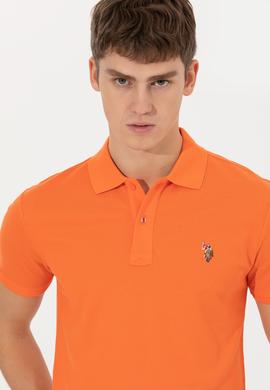 Erkek Turuncu Polo Yaka Basic T-Shirt - 50248556080