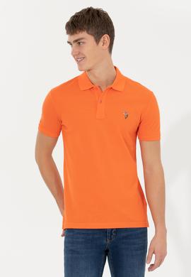 Erkek Turuncu Polo Yaka Basic T-Shirt - 50248556080