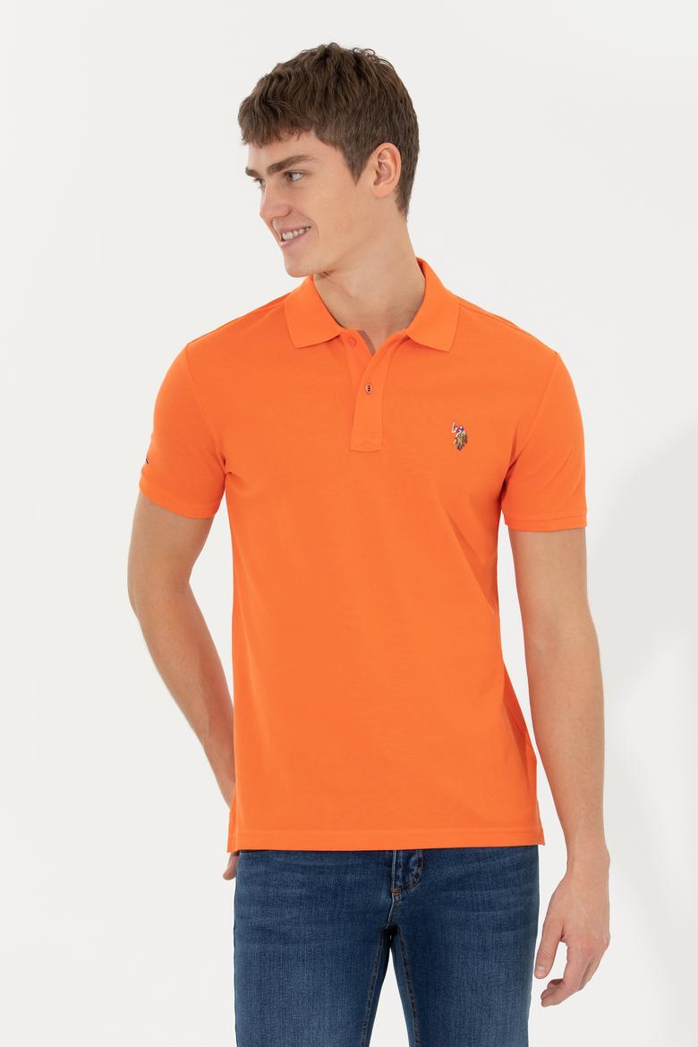 Erkek Turuncu Polo Yaka Basic T-Shirt - 50248556080