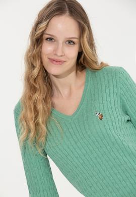 Kadın Mint Melanj Basic Kazak - 50255662065