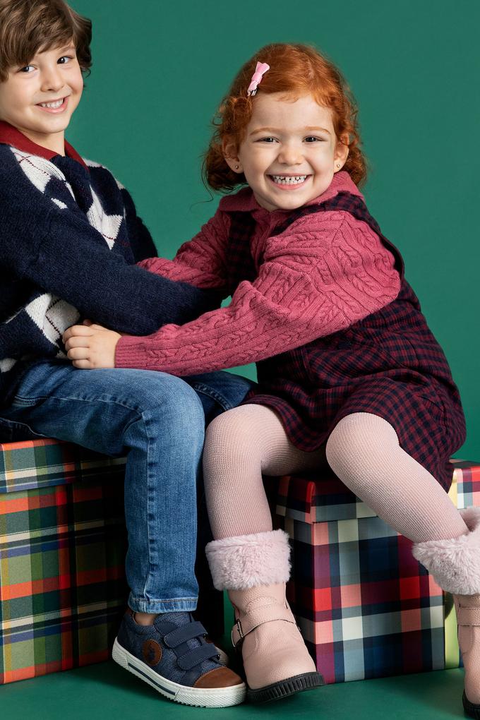 Kız Çocuk Lacivert Dokuma Elbise