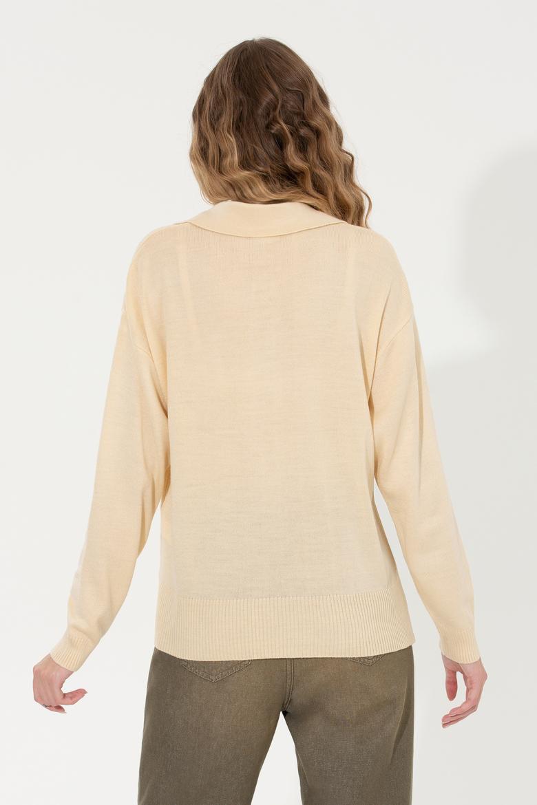 Kadın Krem Melanj Kazak - 50253704011