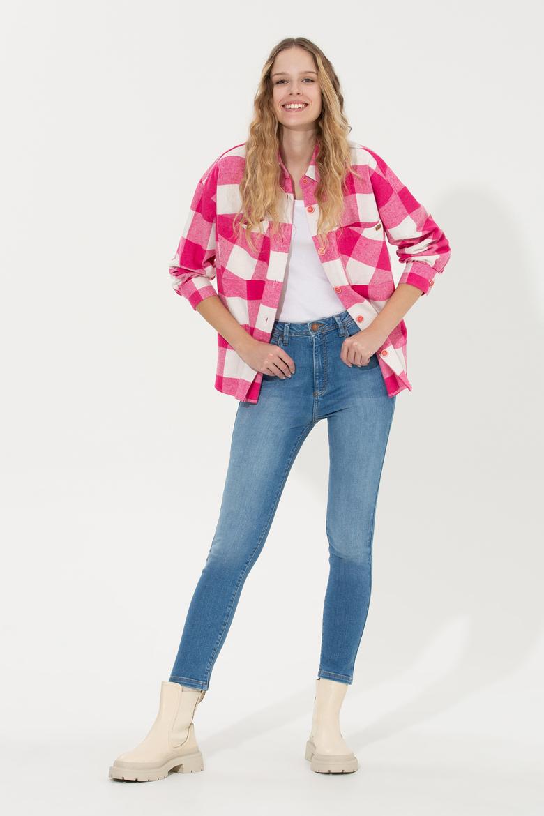 Kadın Nar Çiçeği Uzun Kollu Gömlek - 50256994013