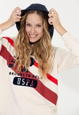 Kadın Ekru Kapüşonlu Sweatshirt - 50254420004