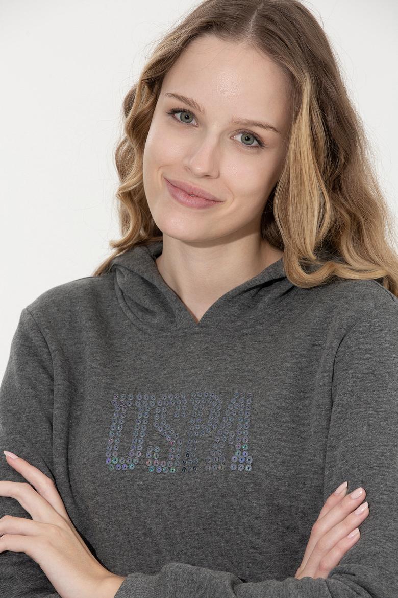 Kadın Antrasit Melanj Basic Sweatshirt