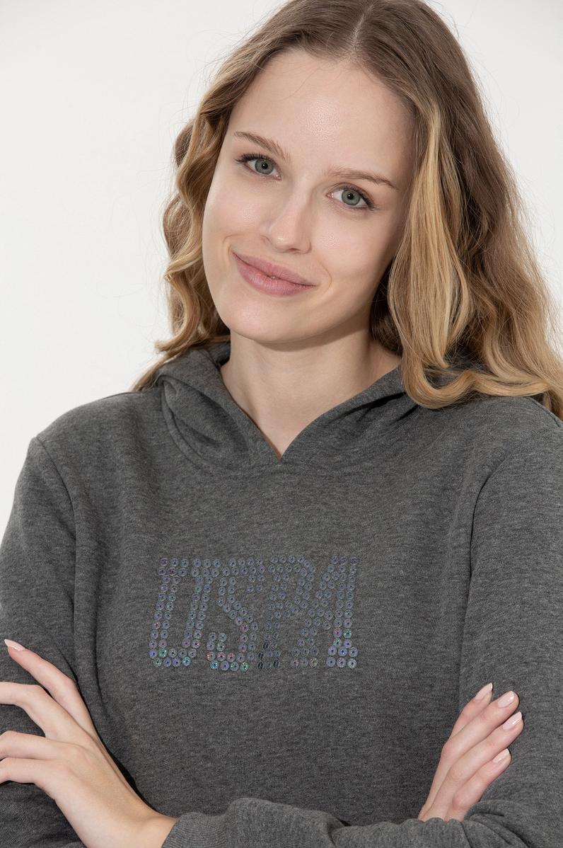 Kadın Antrasit Melanj Basic Sweatshirt