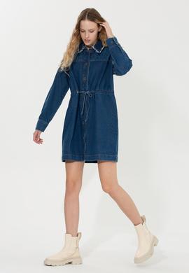Kadın Koyu Mavi Jean Elbise - 50256744011