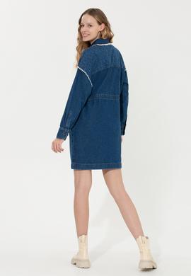 Kadın Koyu Mavi Jean Elbise - 50256744011