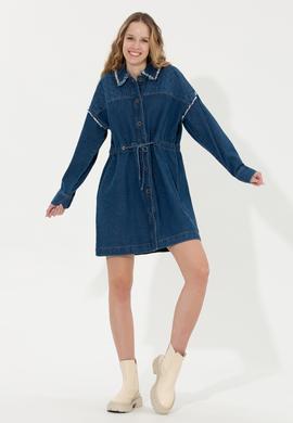 Kadın Koyu Mavi Jean Elbise - 50256744011