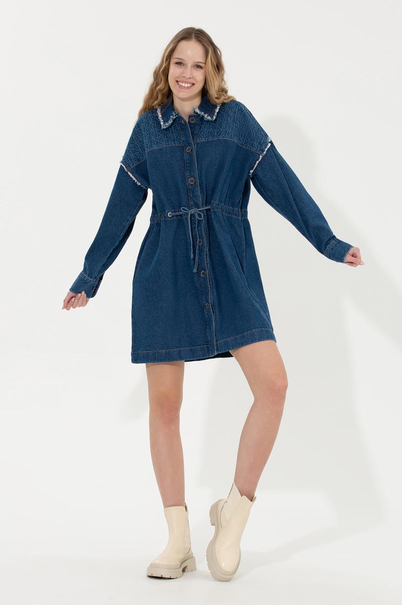 Kadın Koyu Mavi Jean Elbise