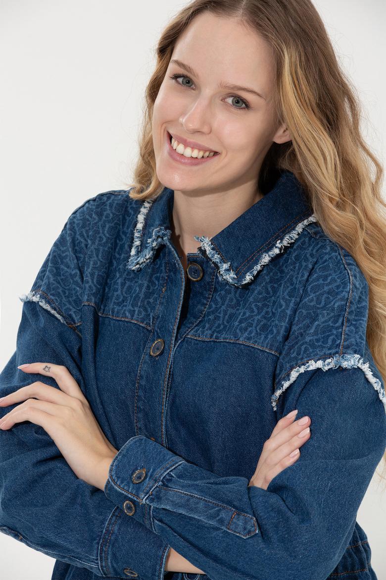 Kadın Koyu Mavi Jean Elbise - 50256744011