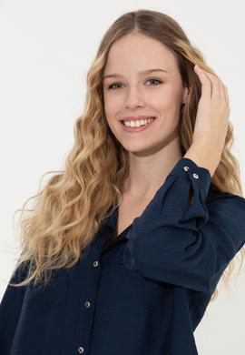 Kadın Lacivert Uzun Kollu Gömlek - 50256964015