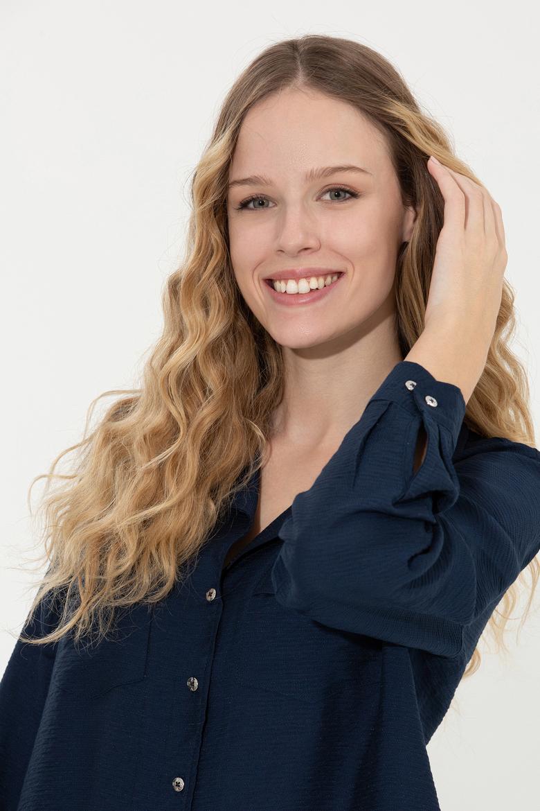 Kadın Lacivert Uzun Kollu Gömlek - 50256964015