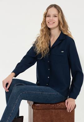 Kadın Lacivert Uzun Kollu Gömlek - 50256964015