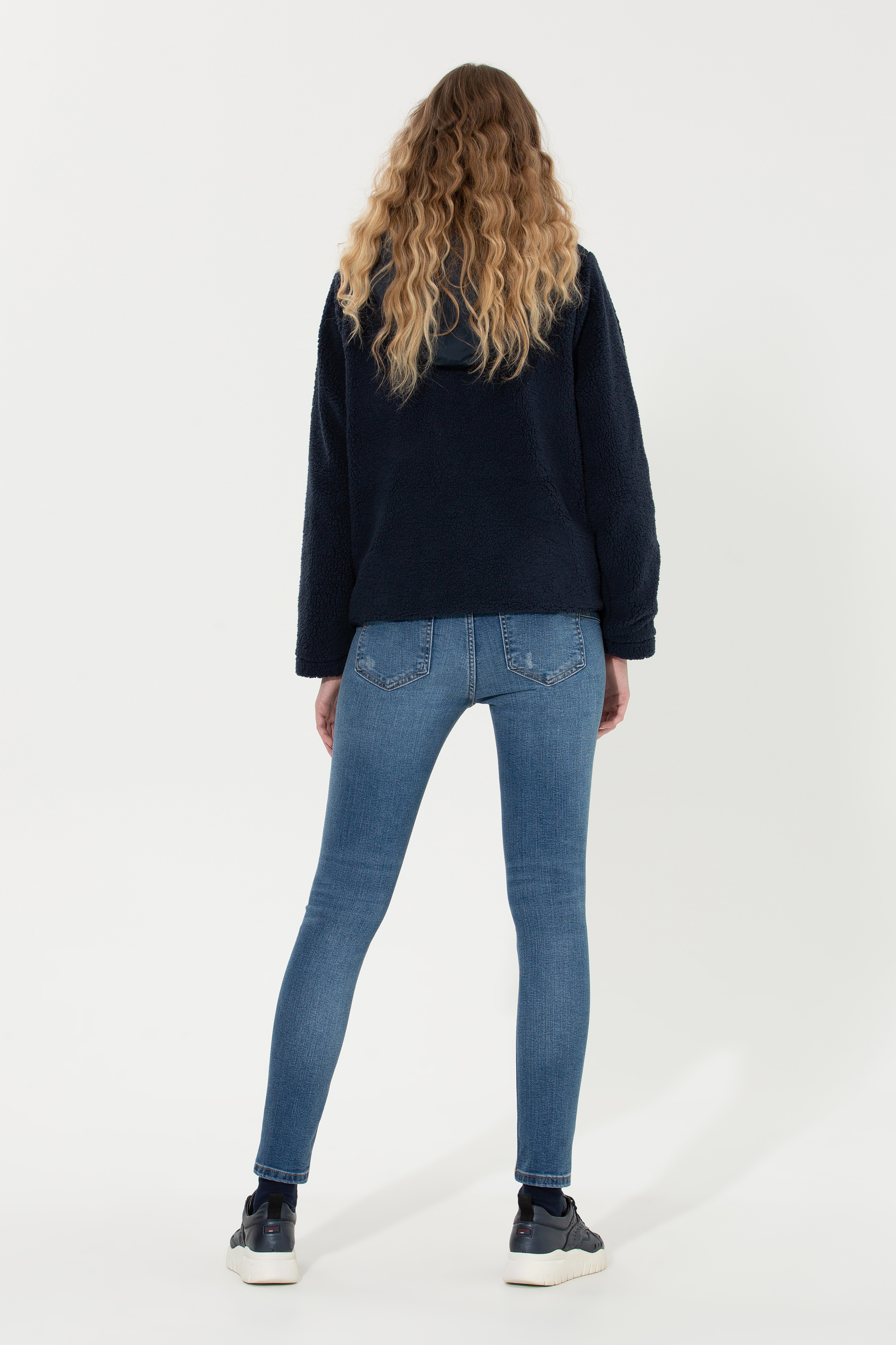 Kadın Mavi Skinny High Waist Fit Jean Pantolon - Image 4