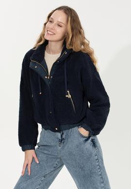 Kadın Lacivert Fermuarlı Sweatshirt - 50255042004