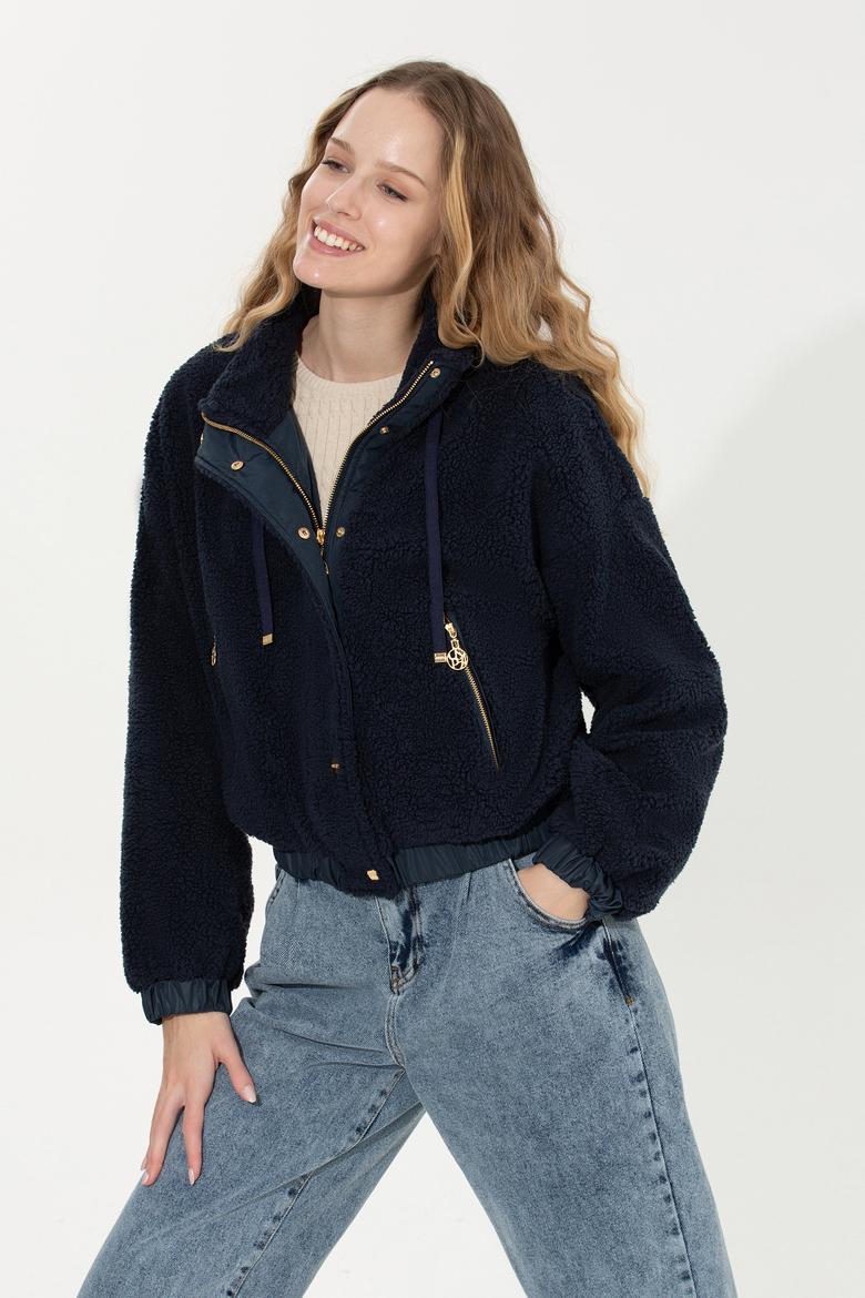 Kadın Lacivert Fermuarlı Sweatshirt - 50255042004