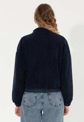 Kadın Lacivert Fermuarlı Sweatshirt - 50255042004