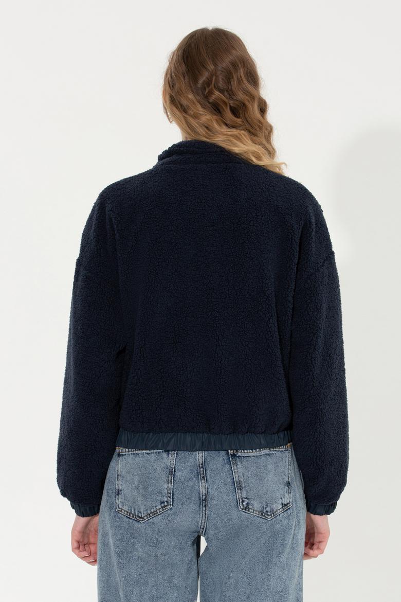 Kadın Lacivert Fermuarlı Sweatshirt - 50255042004
