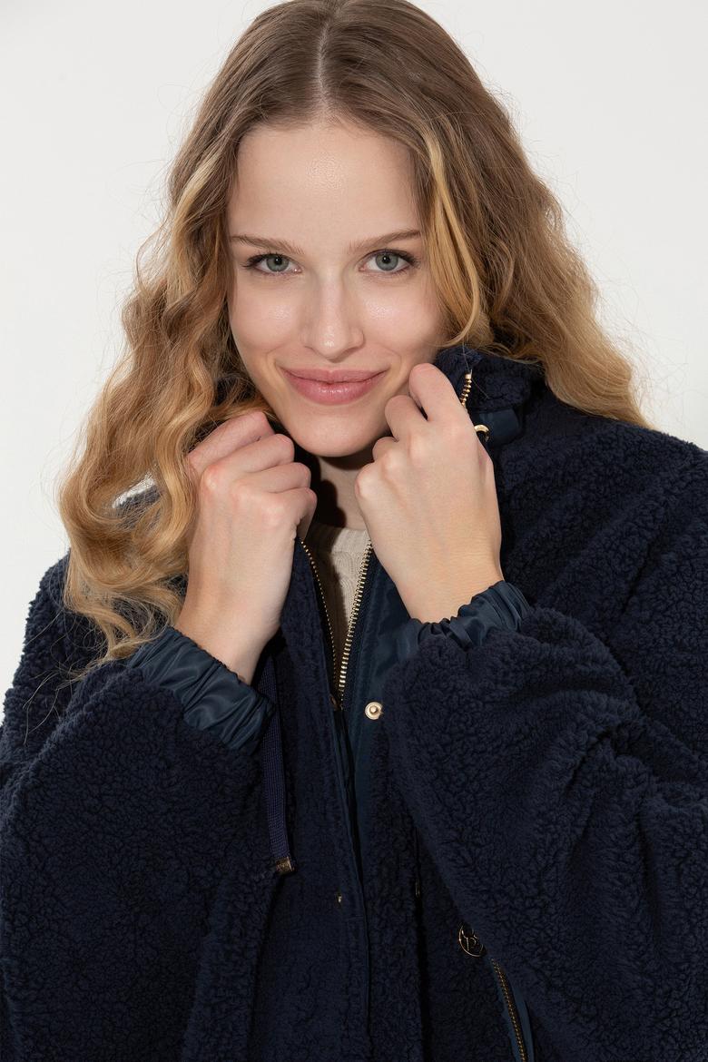 Kadın Lacivert Fermuarlı Sweatshirt