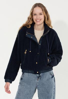 Kadın Lacivert Fermuarlı Sweatshirt - 50255042004