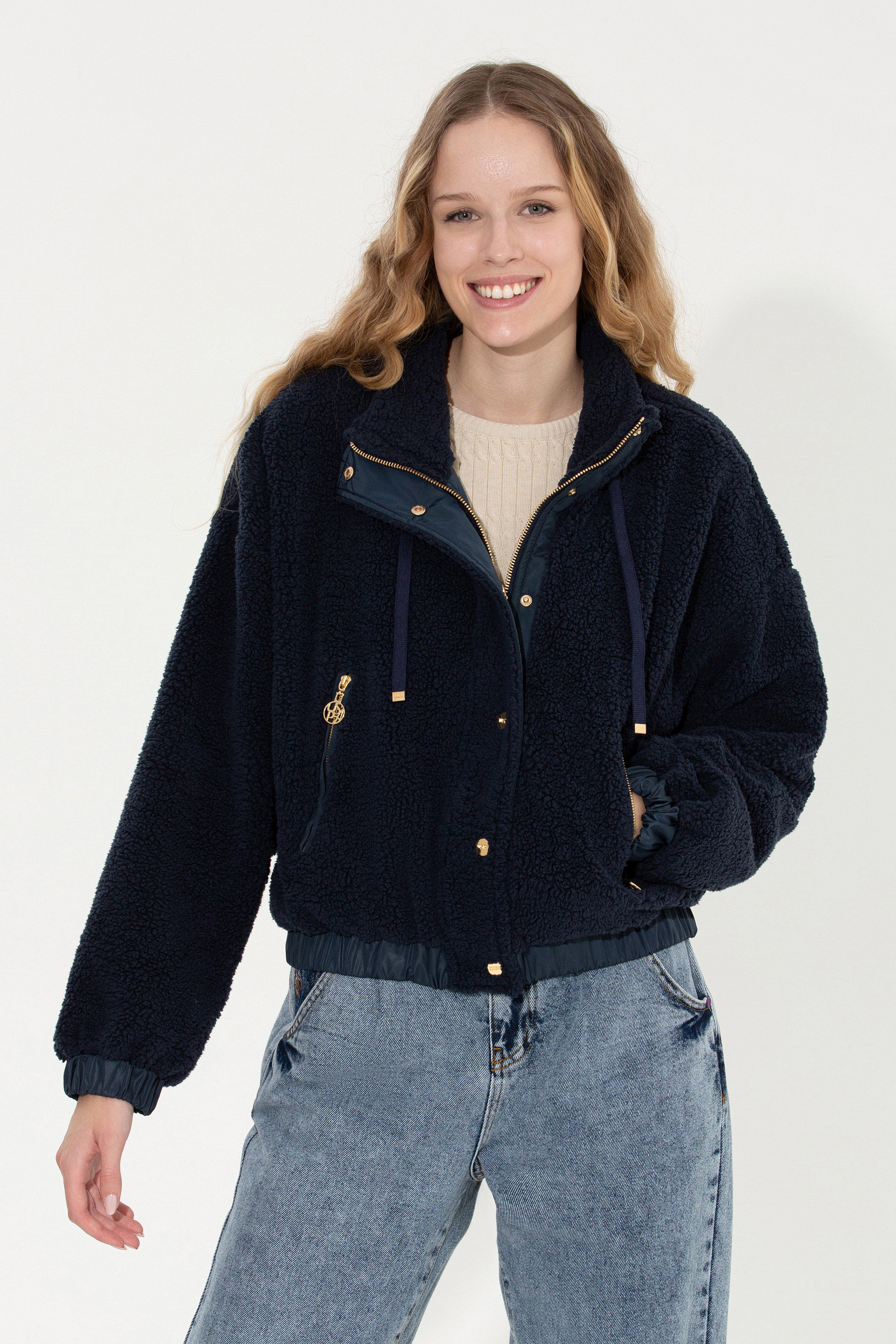 Kadın Lacivert Fermuarlı Sweatshirt