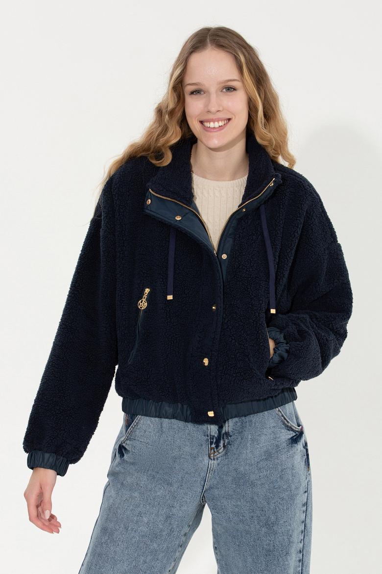 Kadın Lacivert Fermuarlı Sweatshirt - 50255042004