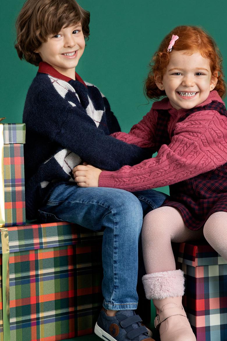 Erkek Çocuk Lacivert Bisiklet Yaka Triko Kazak