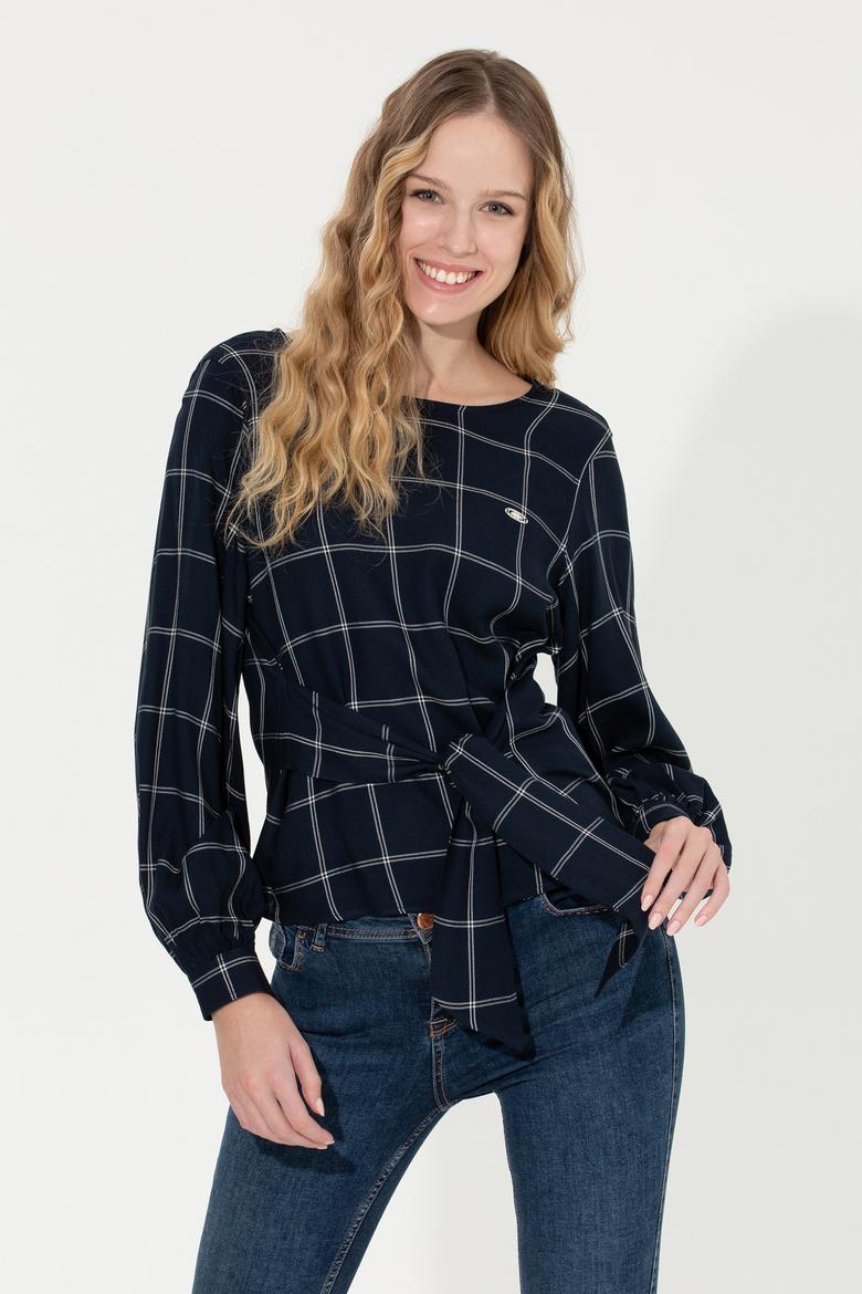 Kadın Lacivert Uzun Kollu Gömlek