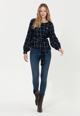 Kadın Lacivert Uzun Kollu Gömlek - 50255036002