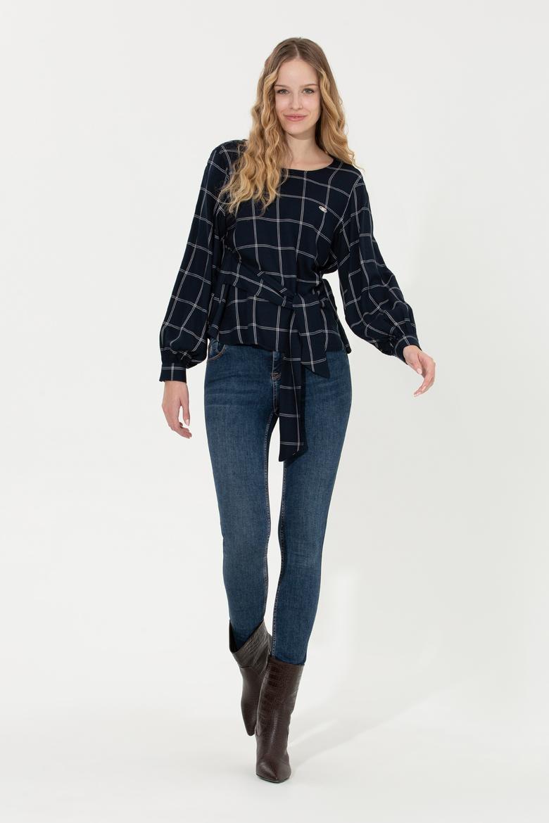 Kadın Lacivert Uzun Kollu Gömlek - 50255036002