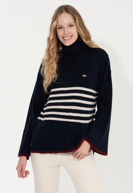 Kadın Lacivert Balıkçı Yaka Kazak - 50257804005