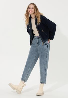 Kadın Lacivert Fermuarlı Sweatshirt - 50255042004