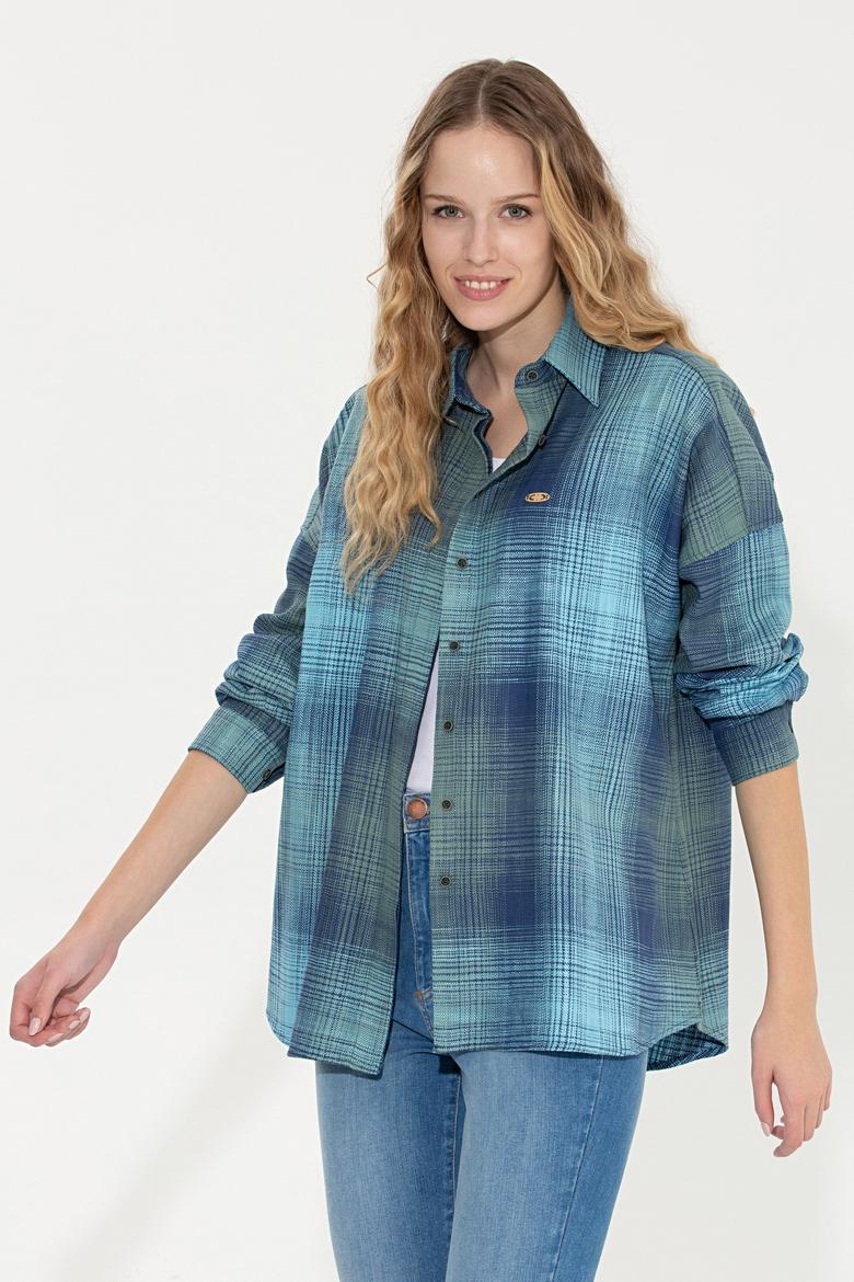 Kadın Yeşil Uzun Kollu Gömlek - 50256989005