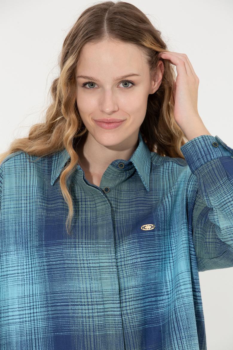 Kadın Yeşil Uzun Kollu Gömlek - 50256989005