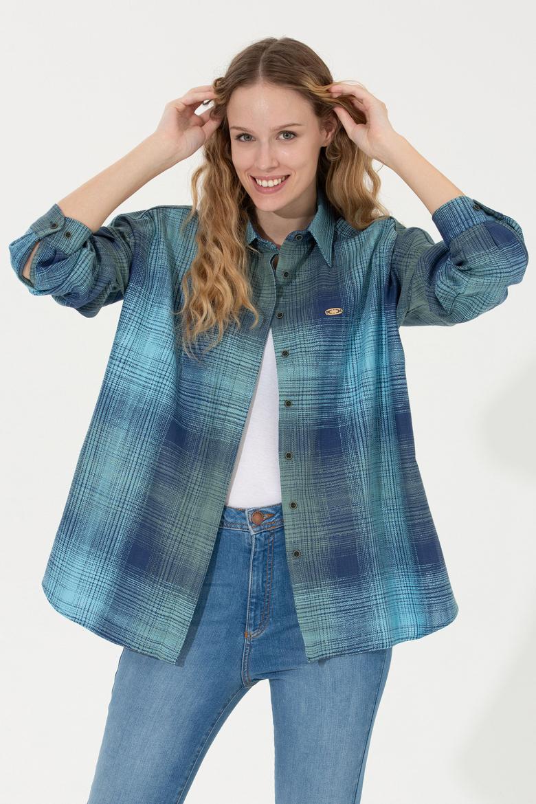 Kadın Yeşil Uzun Kollu Gömlek - 50256989005