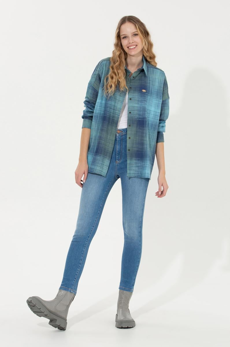 Kadın Yeşil Uzun Kollu Gömlek