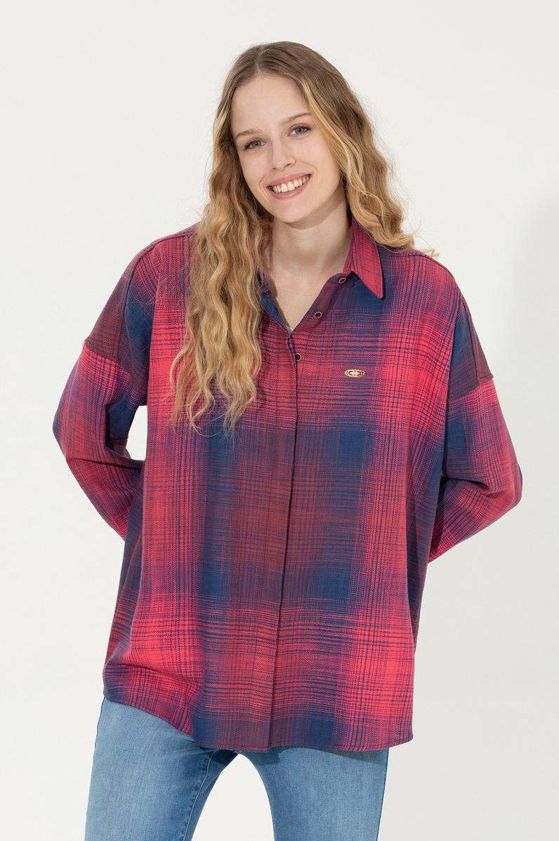 Kadın Vişne Uzun Kollu Gömlek