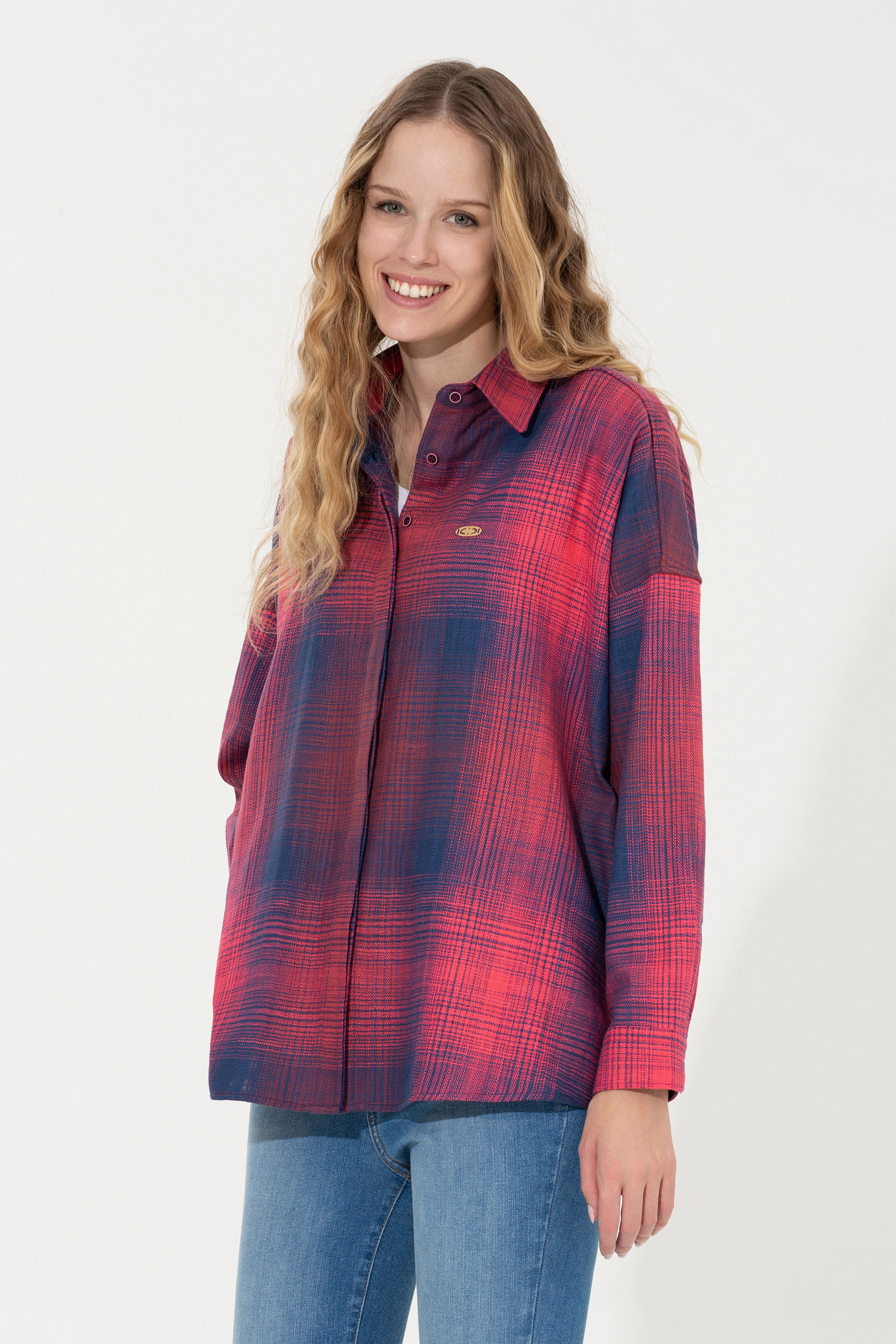 Kadın Vişne Uzun Kollu Gömlek - Image 3