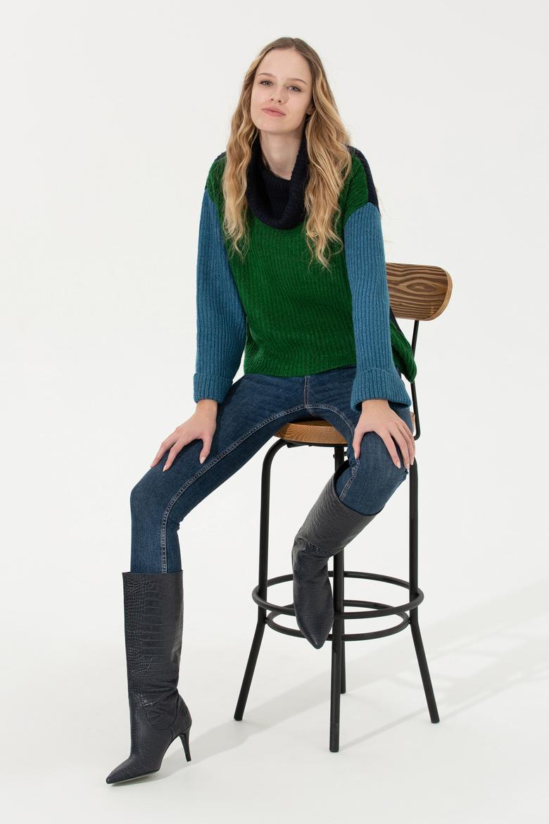 Kadın Yeşil Kazak - 50259105010