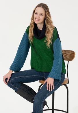 Kadın Yeşil Kazak - 50259105010